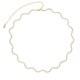 New Arrival Bezel Set 5A Cubic Zirconia Geometric Wave Tennis Necklaces for Women 18K Gold and Platinum Color Fashion Jewelry