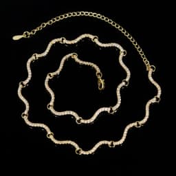 New Arrival Bezel Set 5A Cubic Zirconia Geometric Wave Tennis Necklaces for Women 18K Gold and Platinum Color Fashion Jewelry