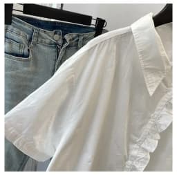 Summer Short Sleeved Shirt For Women With Loose Design And Diagonal Buckle Casual Fashion Cotton White Shirt