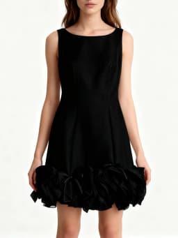 TWOTWINSTYLE Slimming Spliced 3D Flower Elegant Dresses for Women Square Neck Sleeveless Tunic Patchwork Bowknot Dress Female