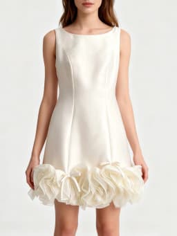 TWOTWINSTYLE Slimming Spliced 3D Flower Elegant Dresses for Women Square Neck Sleeveless Tunic Patchwork Bowknot Dress Female