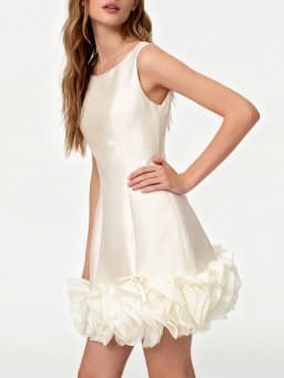 TWOTWINSTYLE Slimming Spliced 3D Flower Elegant Dresses for Women Square Neck Sleeveless Tunic Patchwork Bowknot Dress Female