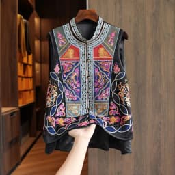 Yellow Heavyweight New Chinese Style Embroidered Women's Vest Fashionable Unique Outerwear Jacket Short Coat from Mainland China