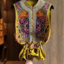 Yellow Heavyweight New Chinese Style Embroidered Women's Vest Fashionable Unique Outerwear Jacket Short Coat from Mainland China