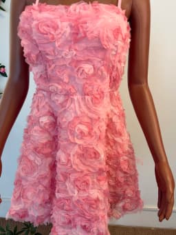 2026 Trendy Women Elegant Rose Floral Spaghetti Strap Back Lace-up A Line Short Dresses Party Birthday Blossom Mini Dress