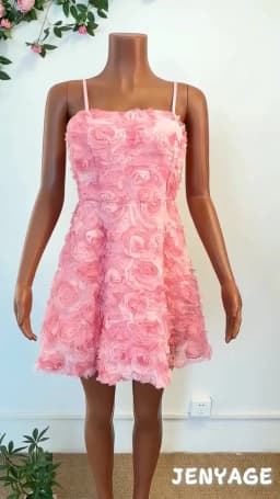 2026 Trendy Women Elegant Rose Floral Spaghetti Strap Back Lace-up A Line Short Dresses Party Birthday Blossom Mini Dress