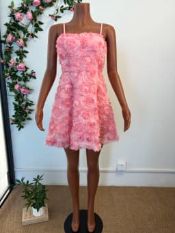 2026 Trendy Women Elegant Rose Floral Spaghetti Strap Back Lace-up A Line Short Dresses Party Birthday Blossom Mini Dress