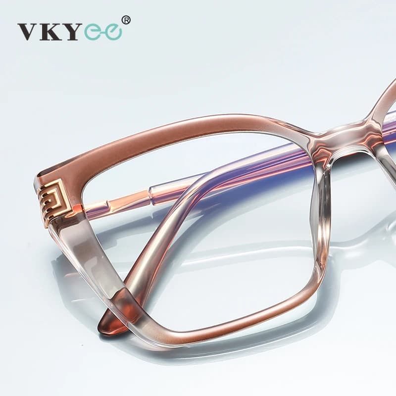 VKYEE Geometric Large Frame Personalized Fashion Design Ladies Blue Light Reading Glasses Customizable Prescription PFD2260