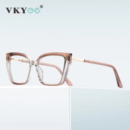 VKYEE Geometric Large Frame Personalized Fashion Design Ladies Blue Light Reading Glasses Customizable Prescription PFD2260