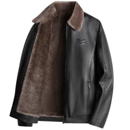 Men's Leather Jacket Autumn and Winter New Collection Coat with Fleece, Middle-Aged Leather Jacket, Light Business Casual Coat