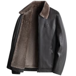 Men's Leather Jacket Autumn and Winter New Collection Coat with Fleece, Middle-Aged Leather Jacket, Light Business Casual Coat