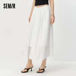 Semir Women Skirt HighWaist Texture White A Line Long Skirt 2026 Summer Elegant Casual