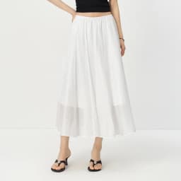 Semir Women Skirt HighWaist Texture White A Line Long Skirt 2026 Summer Elegant Casual