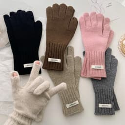 100% Wool Gloves Lady Touchscreen Finger Hole Winter Autumn Women Warm Wrist Length Classic Knitted Gloves Female Mitten 2025