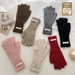 100% Wool Gloves Lady Touchscreen Finger Hole Winter Autumn Women Warm Wrist Length Classic Knitted Gloves Female Mitten 2025
