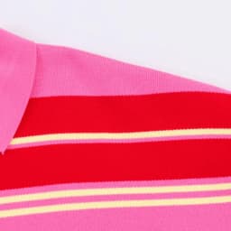 2026 Pink Red Striped Polo Knit Pullover - Women's Turn Down Collar Long Sleeve Loose Top, Spring Autumn Casual Wear for Daily