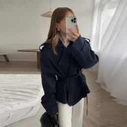 French Minimal Cropped Trench Coat Office Belted Jackets Women Outerwear Casual Chic Spring Stylish Daily Fashion Outfits