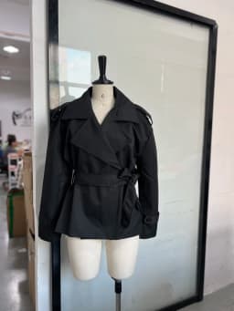 French Minimal Cropped Trench Coat Office Belted Jackets Women Outerwear Casual Chic Spring Stylish Daily Fashion Outfits