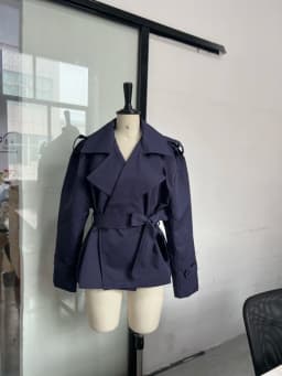 French Minimal Cropped Trench Coat Office Belted Jackets Women Outerwear Casual Chic Spring Stylish Daily Fashion Outfits