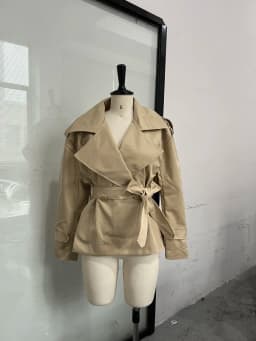French Minimal Cropped Trench Coat Office Belted Jackets Women Outerwear Casual Chic Spring Stylish Daily Fashion Outfits