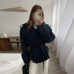 French Minimal Cropped Trench Coat Office Belted Jackets Women Outerwear Casual Chic Spring Stylish Daily Fashion Outfits