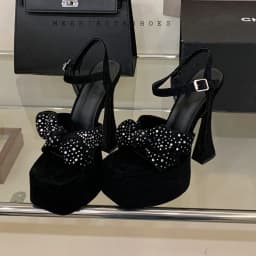 New Fashion Crystal Buckle Ankle Strap Platform Sandals Women Square Head White 16cm High Heels Wedding Banquet Shoes Size 40