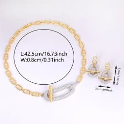 18k Gold Plated Copper Zircon OT Buckle Necklace Bracelets Ring Earring For Women Party Banquet Jewelry Set Accessory