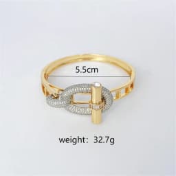 18k Gold Plated Copper Zircon OT Buckle Necklace Bracelets Ring Earring For Women Party Banquet Jewelry Set Accessory
