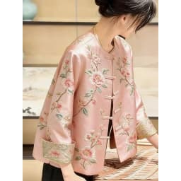 High Quality Print Coat Premium Sense New coat Women's Spring Autumn Jacket 2026 New Popular Retro Tang Top Pink Jacket