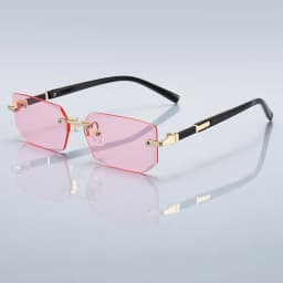 36PCS Rimless Sunglasses for Men and Women, Rectangle Gradient Lens, Metal Frame, Colored Lenses, Unisex Eyewear, Luxury Fashion