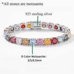 TY 3MM 5MM 6.5MM Colored Tennis Moissanite Gemstone Bracelets Hand Chain 100% 925Sterling Sier Fine Jewelry Party Gift