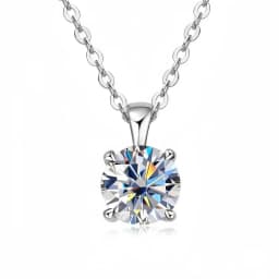 Ty 6.5mm 1 Carat D Moissanite Solitaire Drop Necklaces 18K Gold Plated Pendant Original Real 925 Silver Chain Jewelry For Women