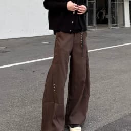 Y2k Streetwear Brown Baggy Pants Men Button Wide Leg Suit Pants Cleanfit Straight Long Curved Trouser Loose Casual
