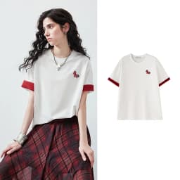 TOYOUTH Women's T Shirt 2026 Summer New Color Blocking Patchwork Short Sleeve Lyocell Pony Print Soft Unique Niche Top