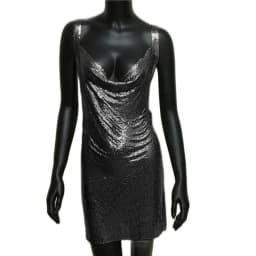 Sexy Metallic Sequin Mini Dress For Women Backless Cocktail Club Glitter Low Cut Halter Dress Rave Party Nightclub Dresses