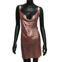 Sexy Metallic Sequin Mini Dress For Women Backless Cocktail Club Glitter Low Cut Halter Dress Rave Party Nightclub Dresses