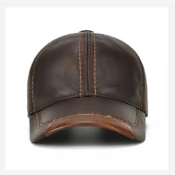 Men Real Cowhide Leather Earlap Caps Male Fall Winter 100% Real Cow Leather Hats New Casual Real Leather Outdoor Baseball Cap