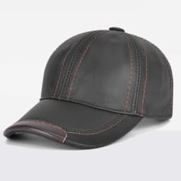 Men Real Cowhide Leather Earlap Caps Male Fall Winter 100% Real Cow Leather Hats New Casual Real Leather Outdoor Baseball Cap