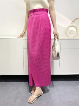 Miyake Summer New Fairy Version of The Pure Color Simple Bustier Skirt High Waisted Open Niche Design Sense