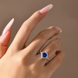 ATTAGEMS Classical Blue Sapphire Ring Cushion Cut 2.0ct DVVS1 Real 925 Sterling Silver For Women Engagement Wedding Fine Jewelry