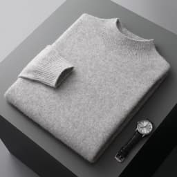 100% Pure Wool Cashmere Sweater Men's Half Turtleneck Pullover Casual Fashion Thickening Top Knitting Sweater