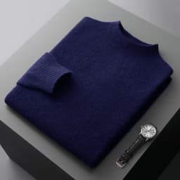100% Pure Wool Cashmere Sweater Men's Half Turtleneck Pullover Casual Fashion Thickening Top Knitting Sweater