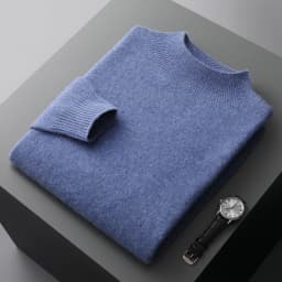 100% Pure Wool Cashmere Sweater Men's Half Turtleneck Pullover Casual Fashion Thickening Top Knitting Sweater