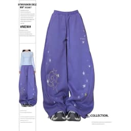 ZHIZOU Women's Purple Star Pants Harajuku Baggy Sweatpants 2000s Y2k Vintage Streetwear Japanese 2000s Trousers Spring Clothes
