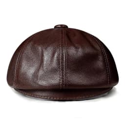 Spring New Genuine Leather Hat Cap Cowhide Beret Warm  Cotton Men Padding Brand Brown/Black Duck Hat