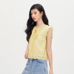 Semir Women Shirt Cotton Embroidered Bow Short Length Ruffle Lace Sweet Stylish 2026 Summer Casual Fashion Versatile Top