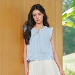 Semir Women Shirt Cotton Embroidered Bow Short Length Ruffle Lace Sweet Stylish 2026 Summer Casual Fashion Versatile Top