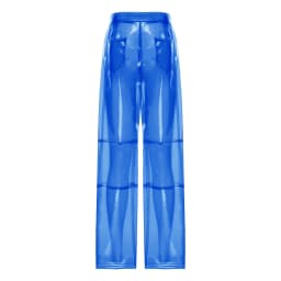Women Pvc Pants Button Waist Back Pockets Wide Leg Straight-leg Trousers Cover Up See Through Bottoms for Party Dancing Prom