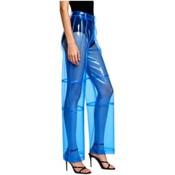 Women Pvc Pants Button Waist Back Pockets Wide Leg Straight-leg Trousers Cover Up See Through Bottoms for Party Dancing Prom