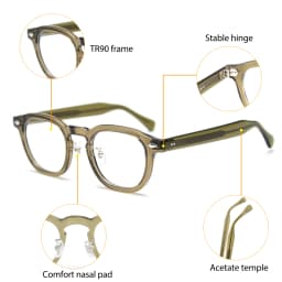 HBK Retro Men's Eyeglass Frames Luxury Anti BlueLight Lenses TR-90 Frame Glasses Women's Reading Computer Eyewear